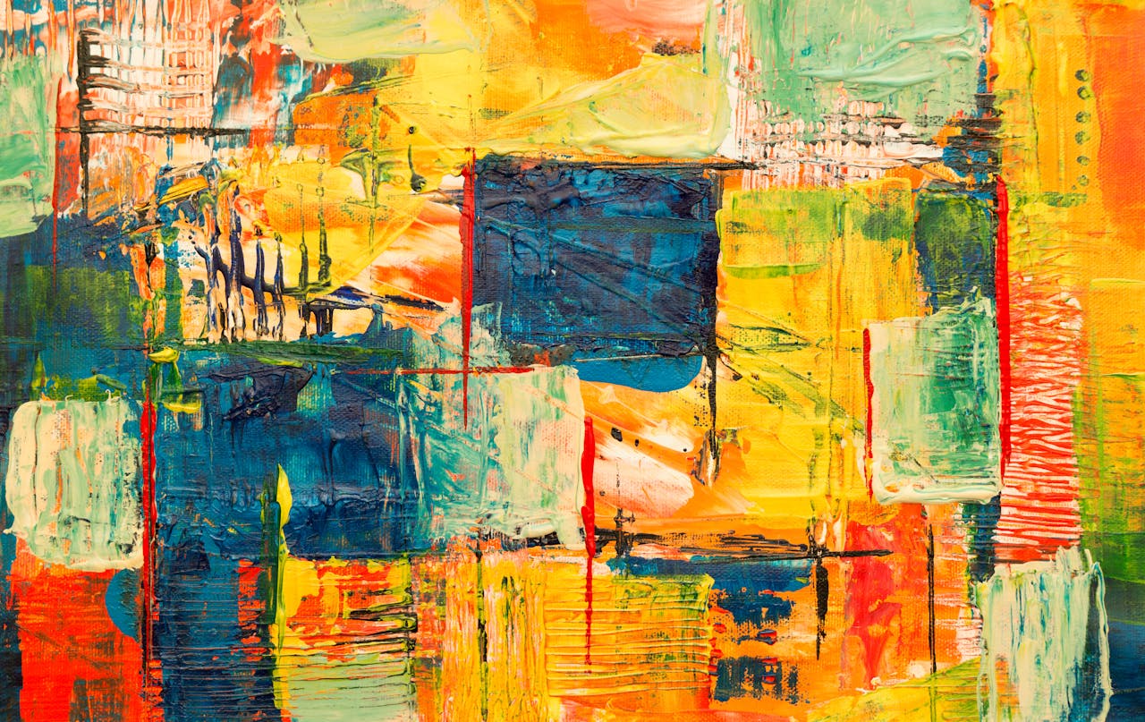 services-01 Colorful abstract acrylic painting featuring bold textures and vivid hues on canvas.